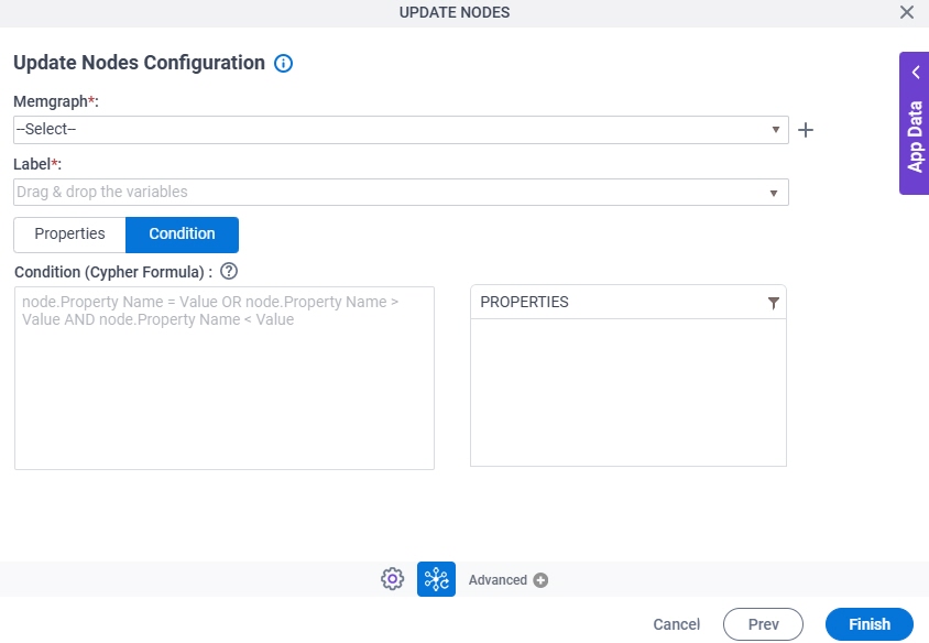 Update Nodes Configuration Condition tab