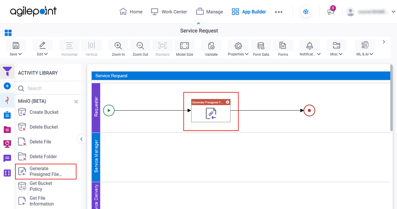 Drag Generate Presigned URL activity