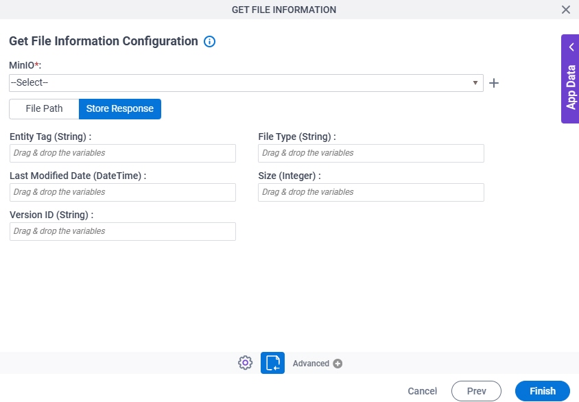 Get File Information Configuration Store Response tab