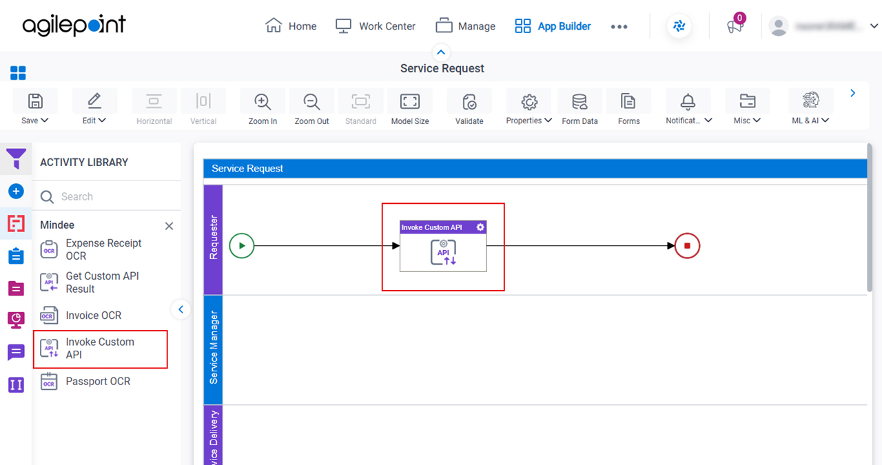 Invoke Custom API activity