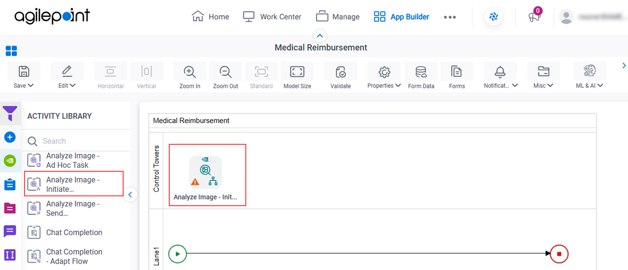 Drag Analyze Image Initiate Subprocess activity