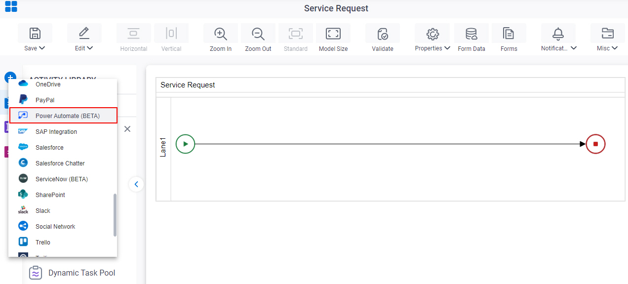 Open Power Automate tab