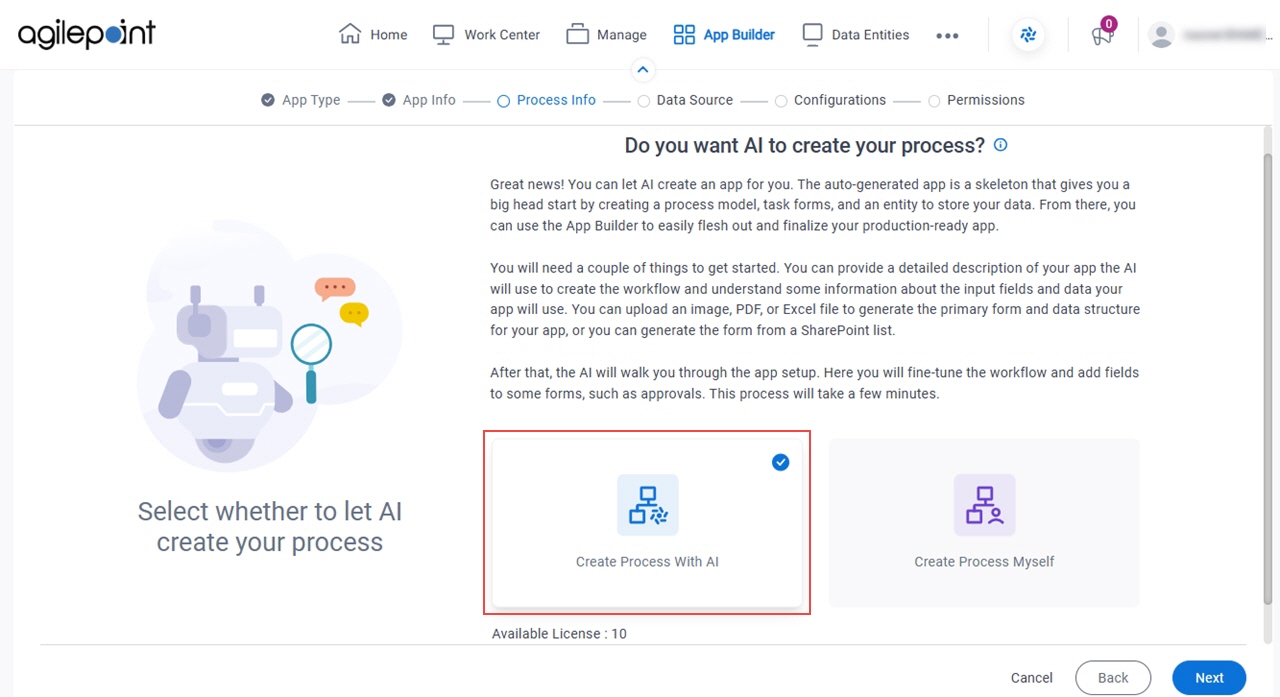 Click Create Process With AI