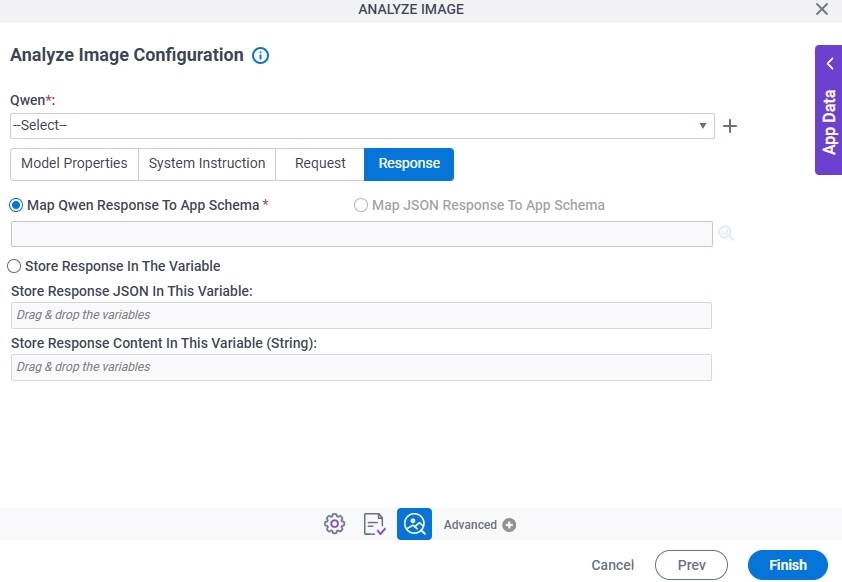 Analyze Image Configuration Response tab