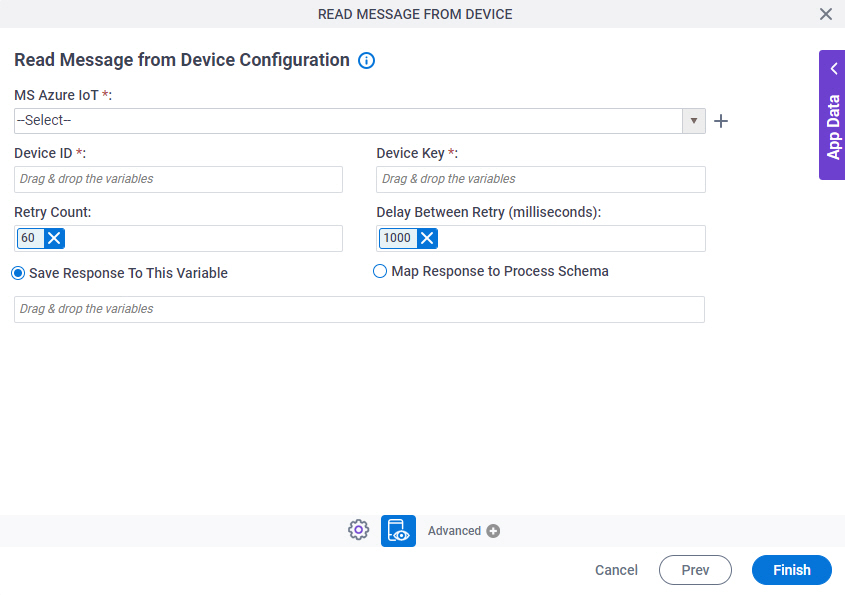 Read Message from Device Configuration screen