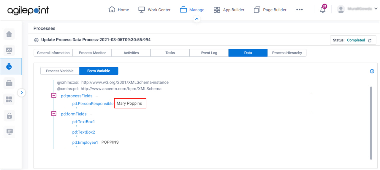 Form Variable tab