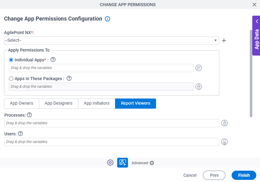 Change App Permissions Configuration Report Viewers Tab