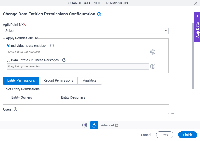 Change Data Entities Permissions Configuration Entity Permissions Tab