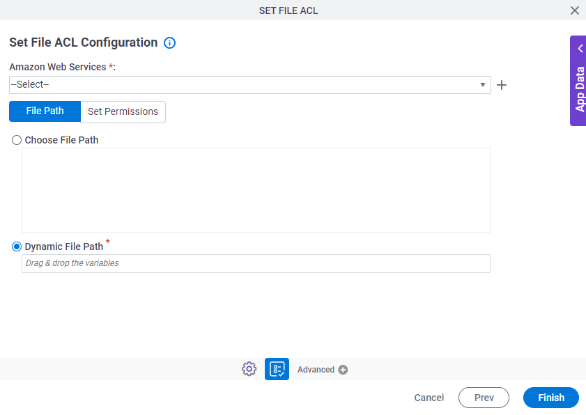 Set File ACL Configuration File Path tab