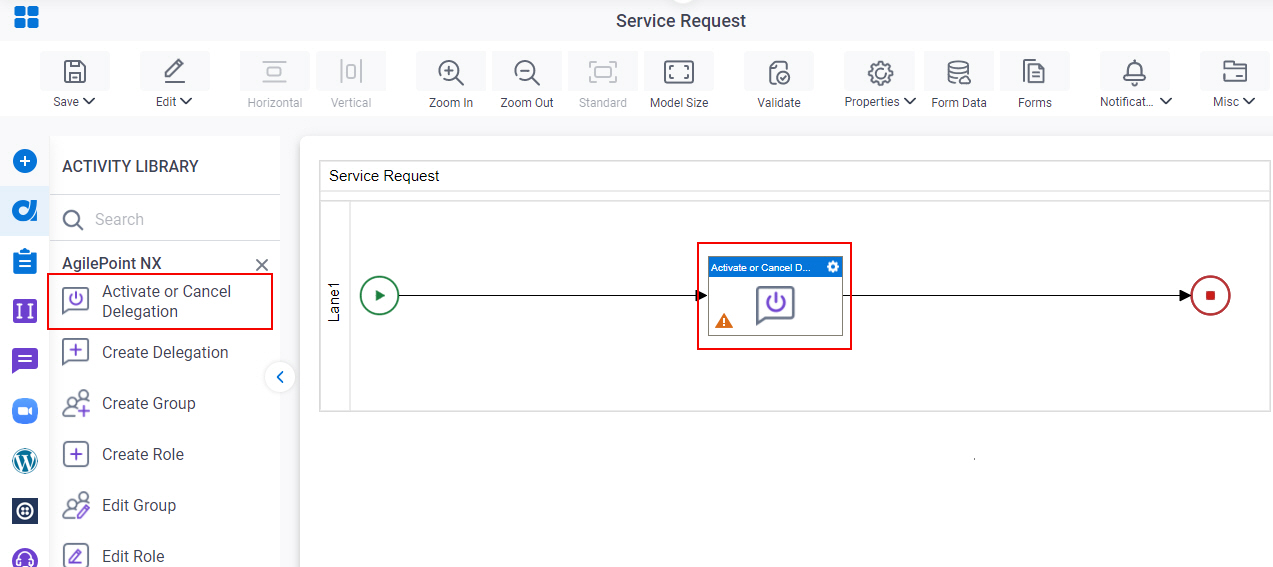 Drag Activate Or Cancel Delegation activity