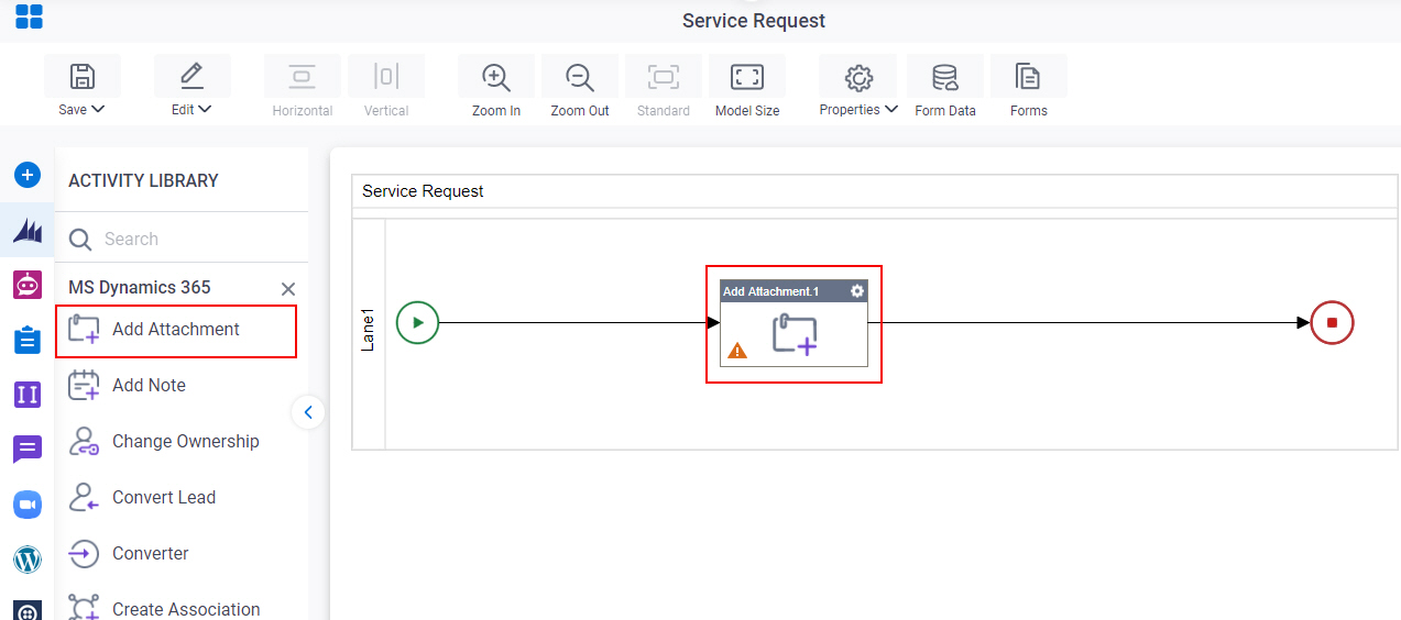 Drag Add Attachment activity