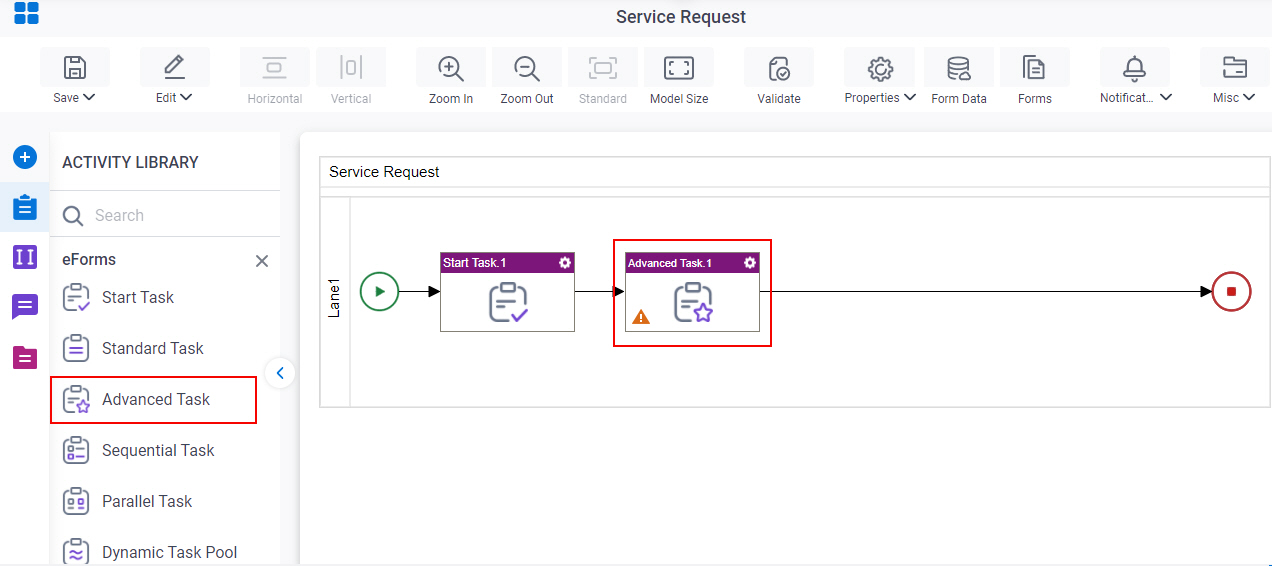 Drag Advanced Task eForms