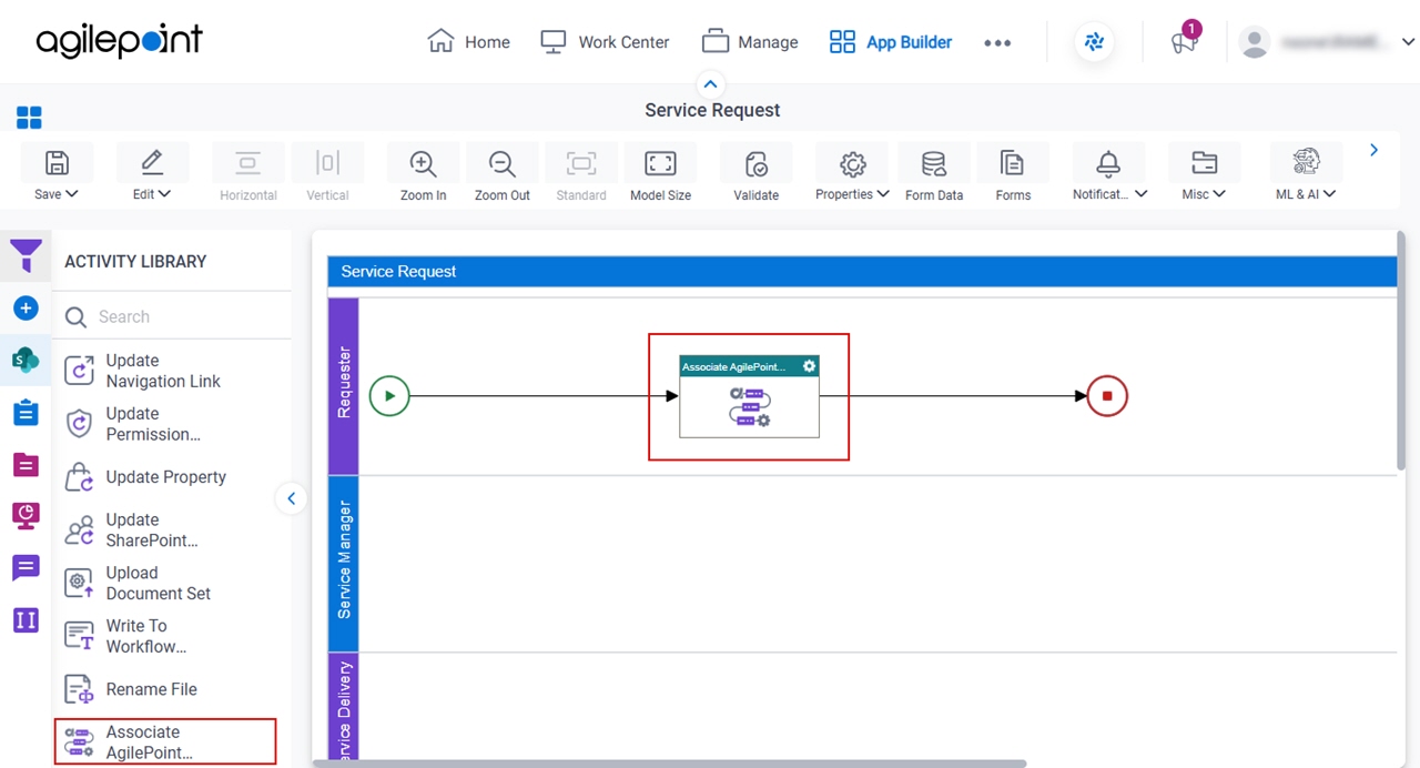 Drag Associate AgilePoin tWorkflow activity
