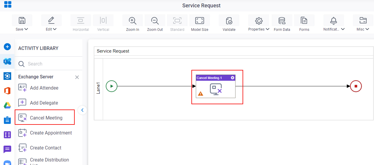 Drag Cancel Meeting activity