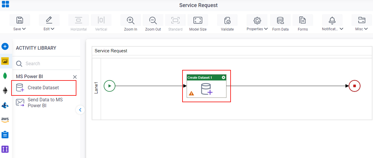 Drag Create Dataset activity
