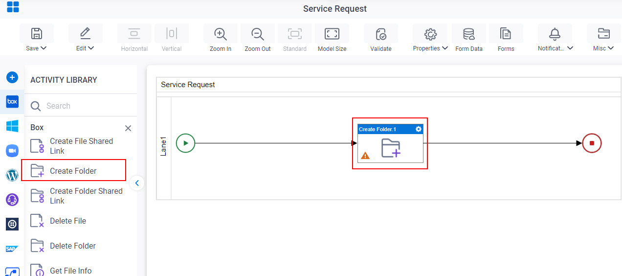 Drag Create Folder activity