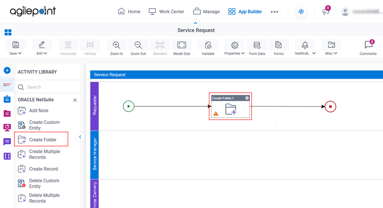 Drag Create Folder activity