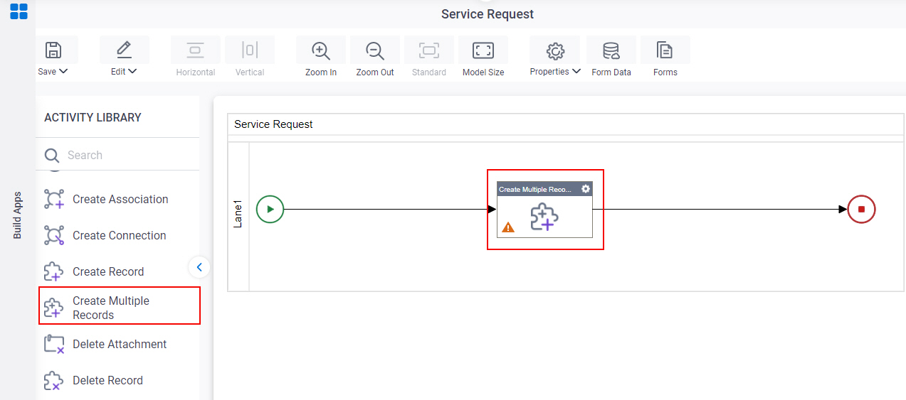 Drag Create Multiple Records activity