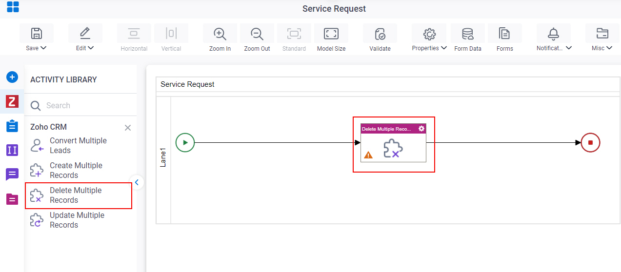 Drag Delete Multiple Records activity