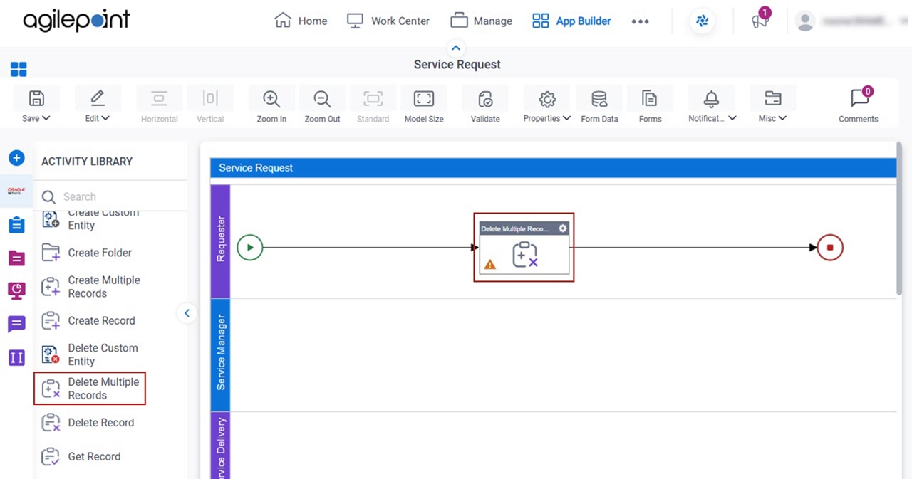 Drag Delete Multiple Records activity