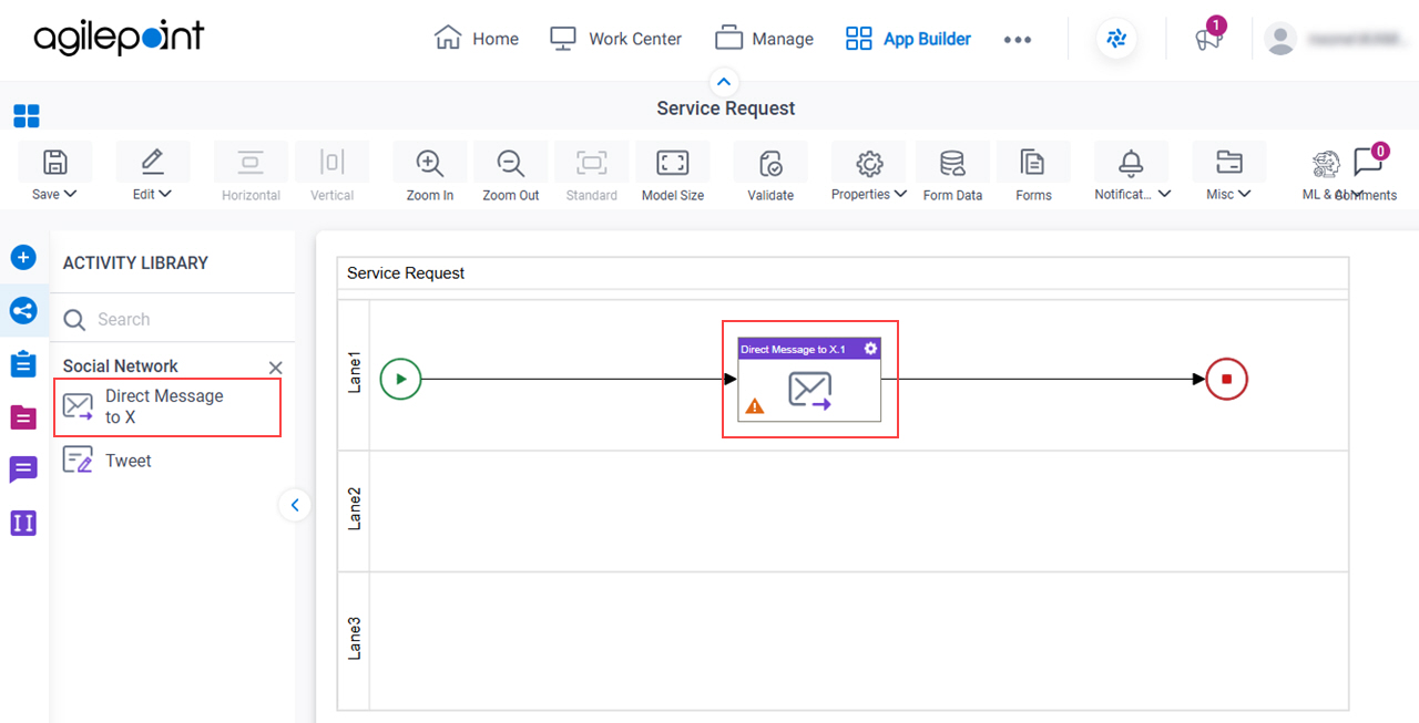 Drag Direct Message to X activity