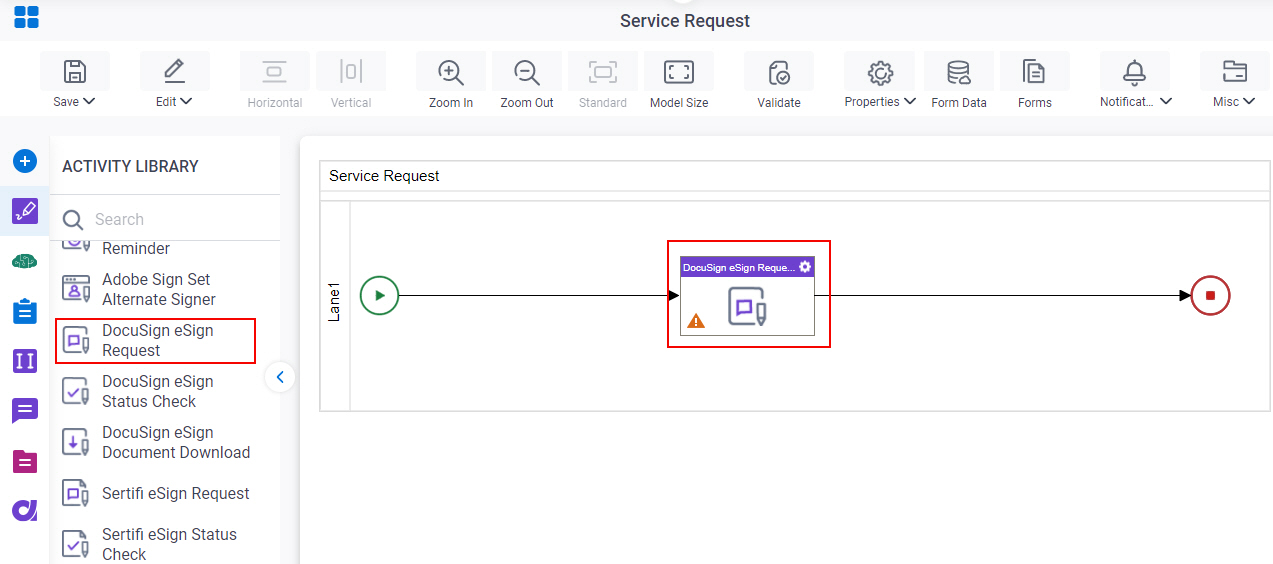 Drag DocuSign eSign Request activity