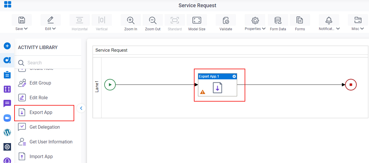 Drag Export App activity