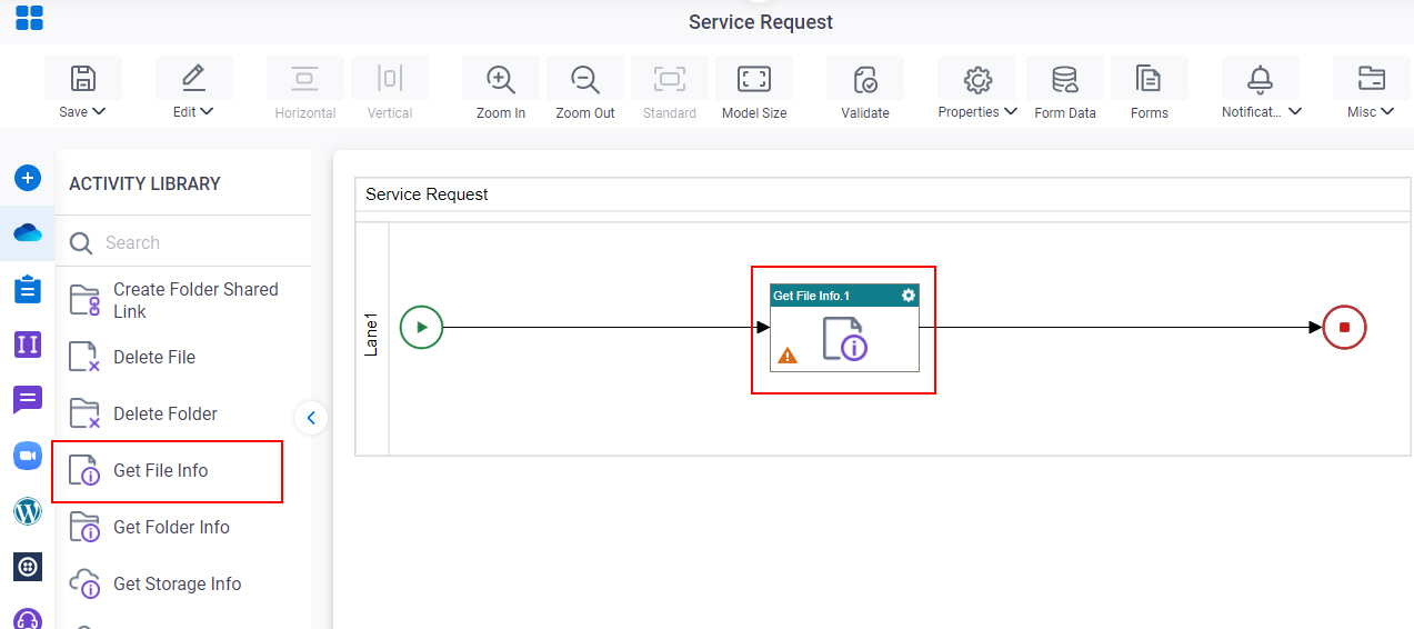 Drag Get File Info activity