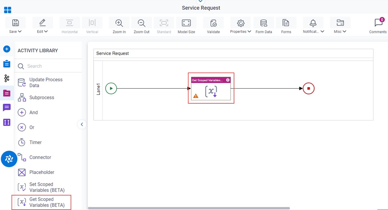 Drag Get Scoped Variables activity