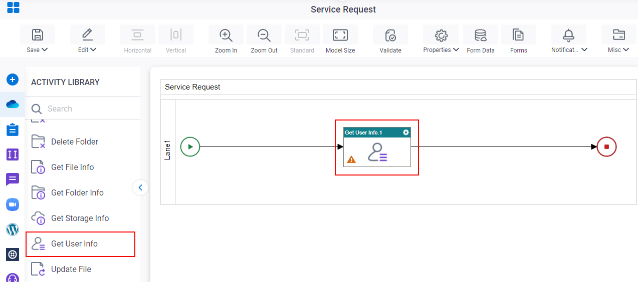 Drag Get User Info activity
