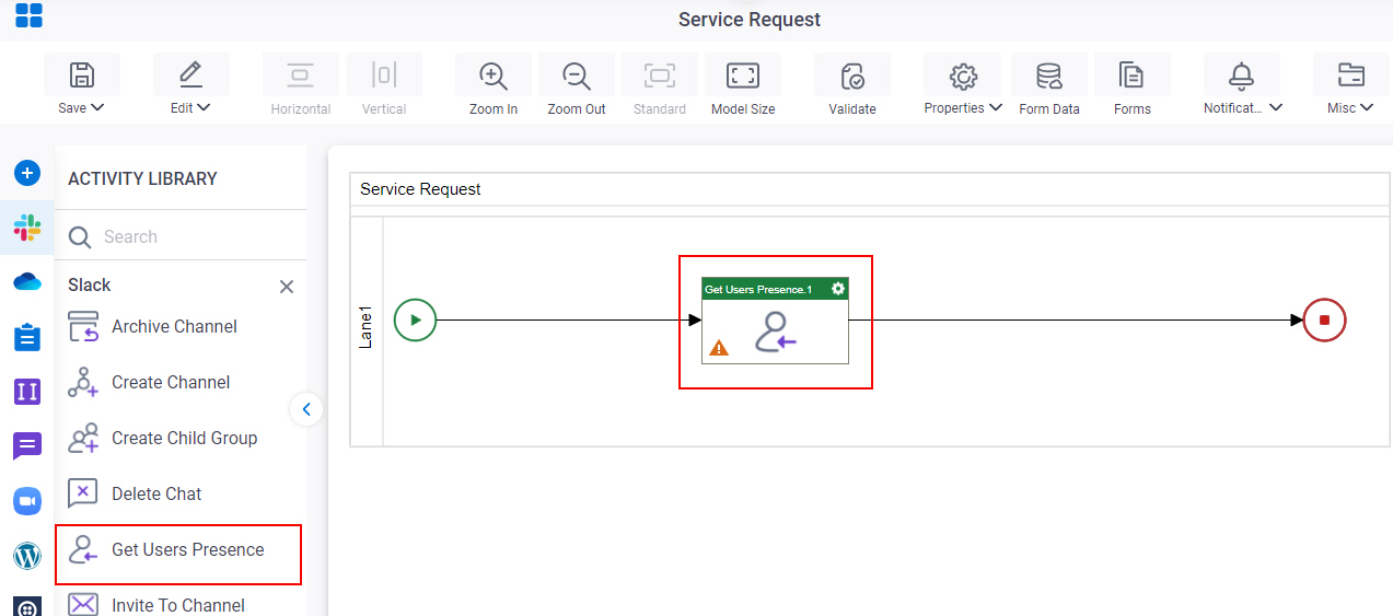 Drag Get Users Presence activity