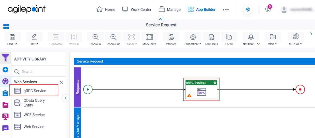 Drag gRPC Service activity