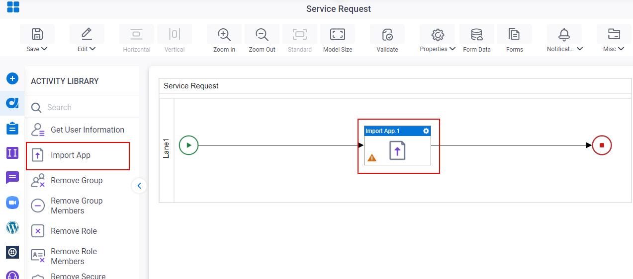 Drag Import App activity