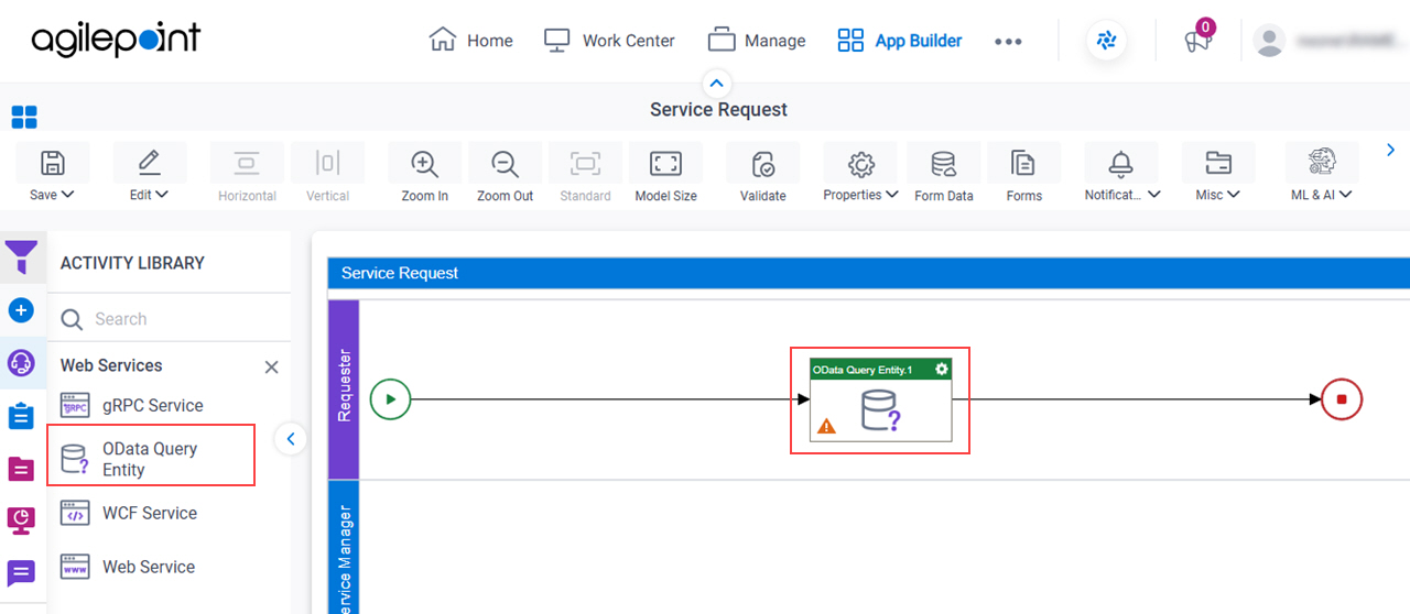 Drag OData Query Entity activity