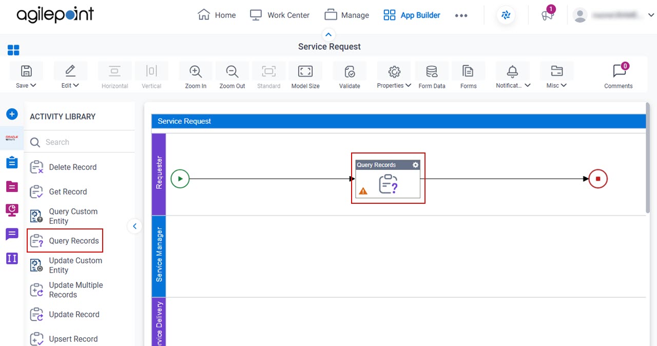 Drag Query Records activity