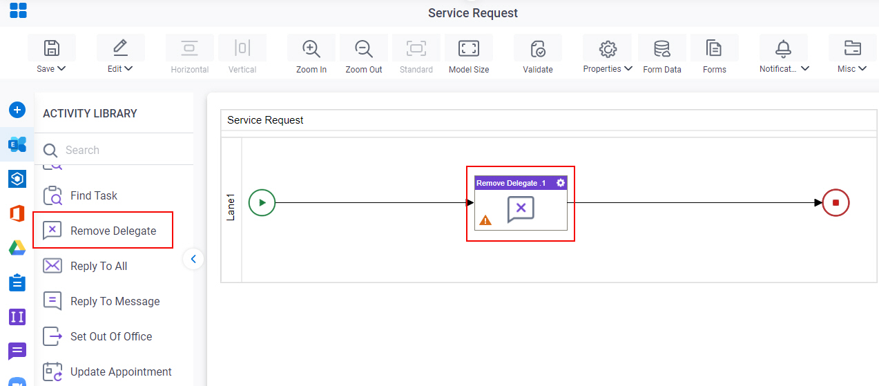 Drag Remove Delegate activity