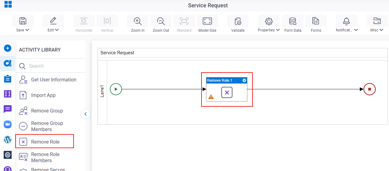 Drag Remove Role activity