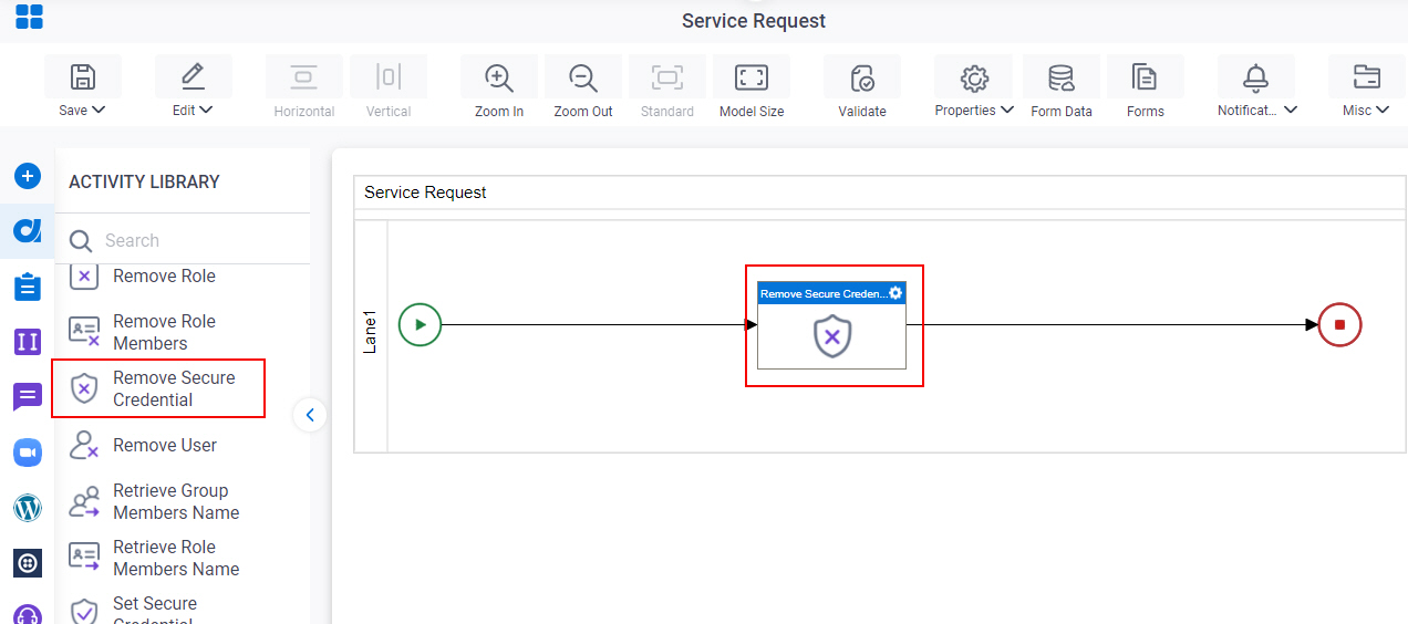 Drag Remove Secure Credential activity