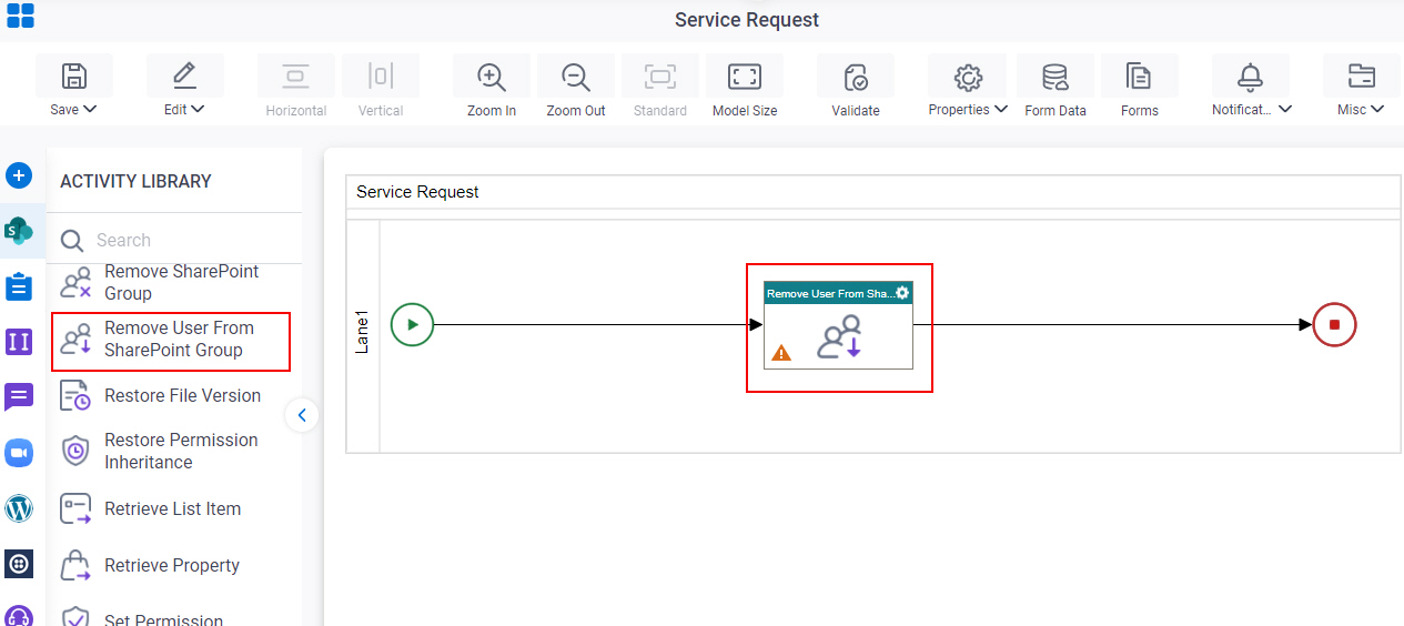 Drag Remove User From SharePoint activity