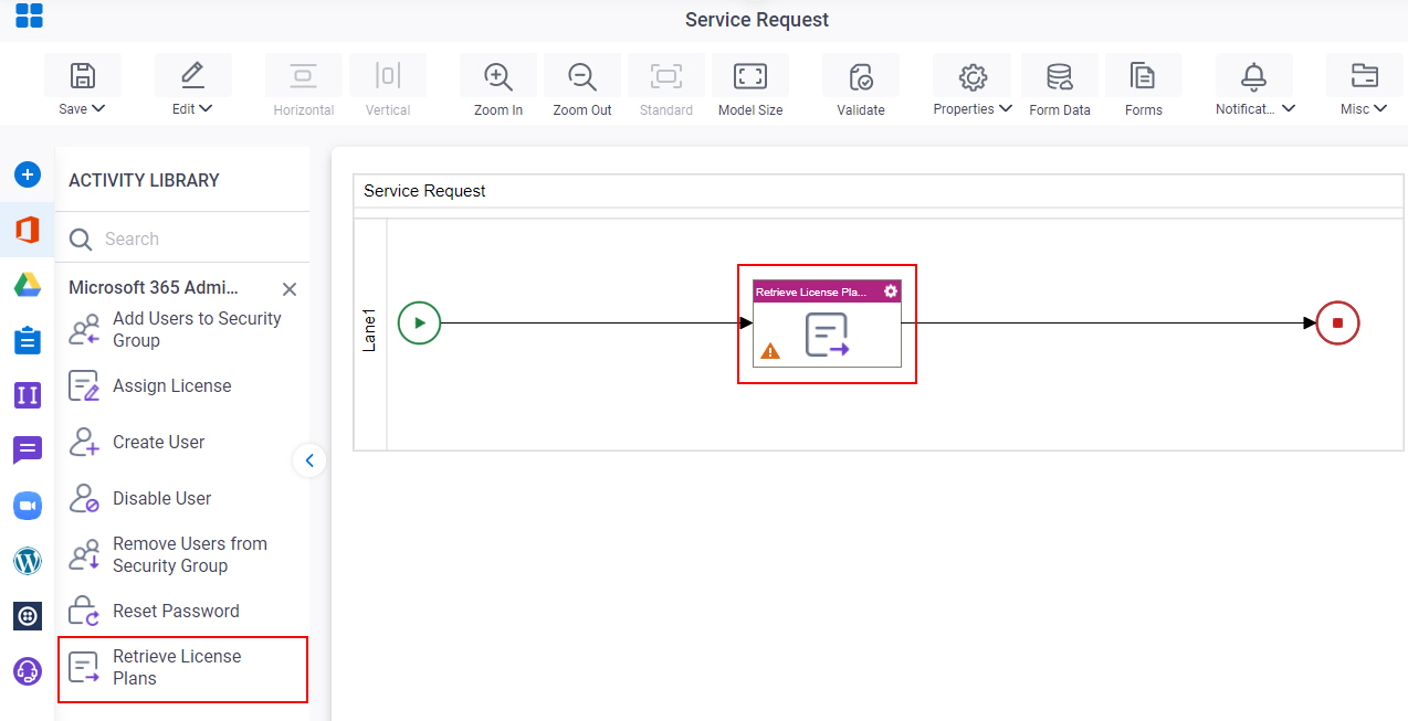 Drag Retrieve License Plans activity