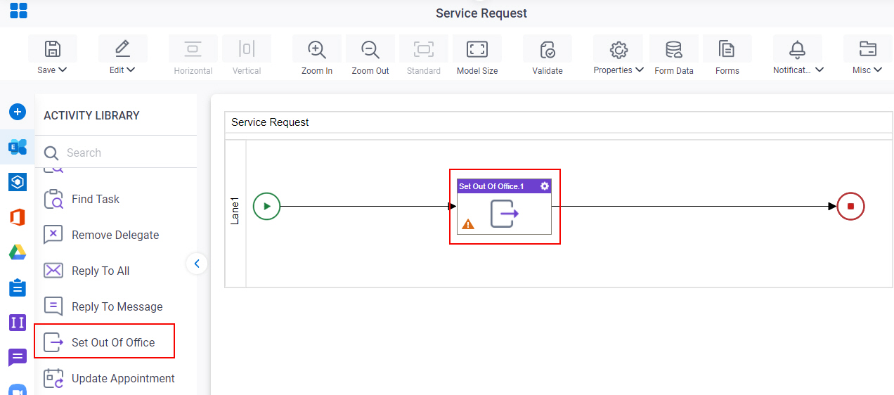 Drag Set Out Of Office activity