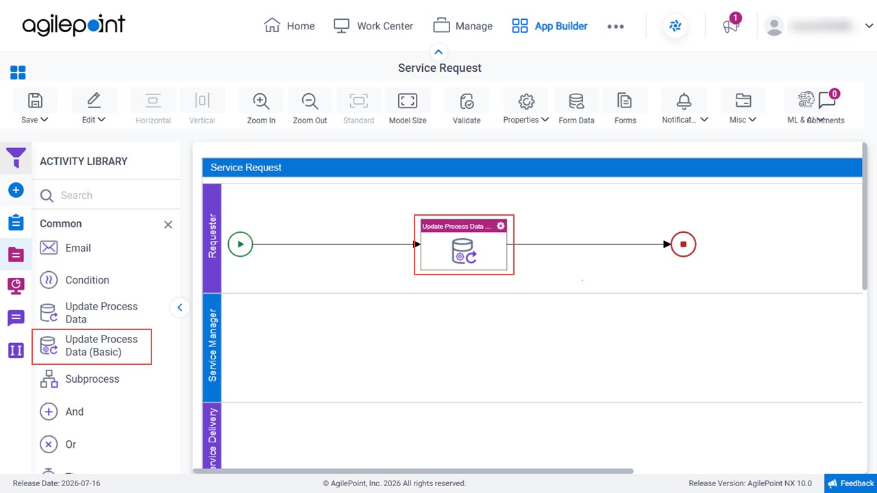 Drag Update Process Data Basic activity