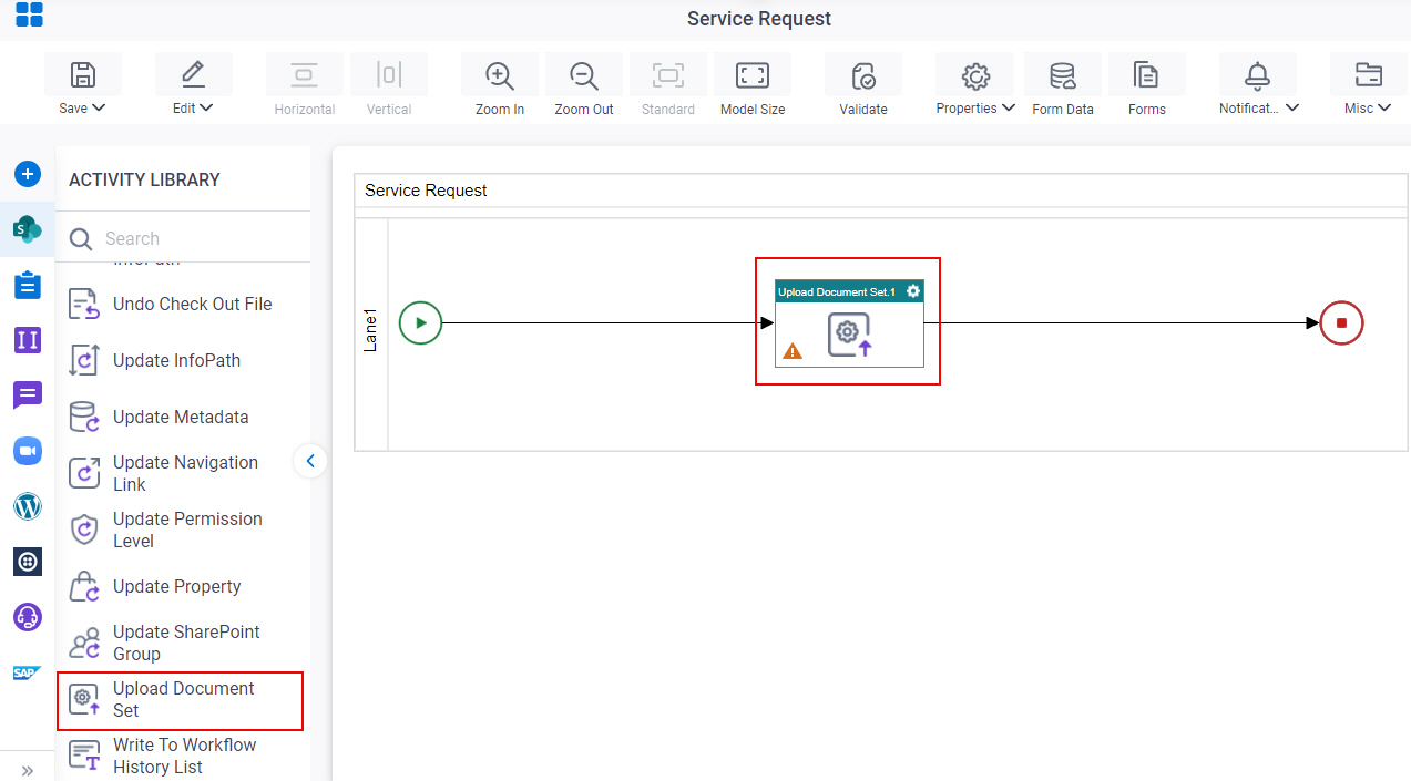Drag Upload Document Set activity