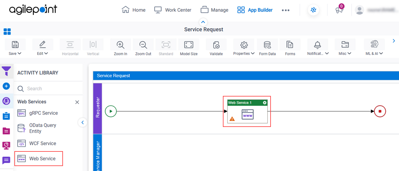 Drag Web Service activity
