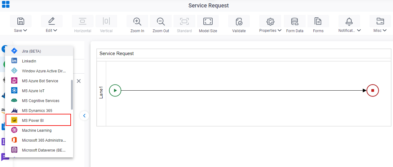 Open MS Power BI tab