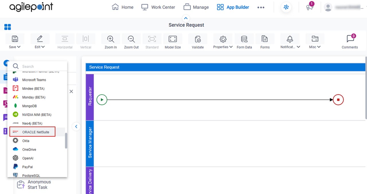 Open Oracle NetSuite tab