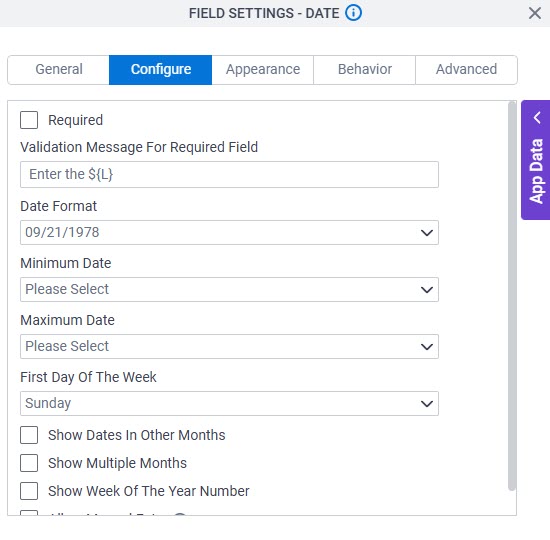 Configure tab
