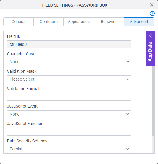 Advanced tab