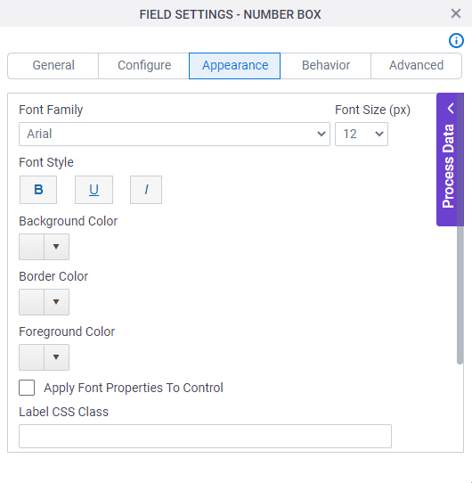 Appearance tab