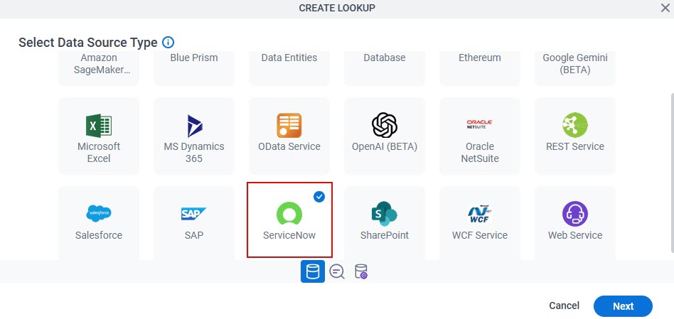 Select ServiceNow